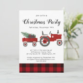 Rustikales Country Red Buffalo Kariertes Weihnacht Einladung (Stehend Vorderseite)