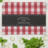 Rustikales Country Red Gingham Black Chalkboard Geschirrtuch (Gefaltet)