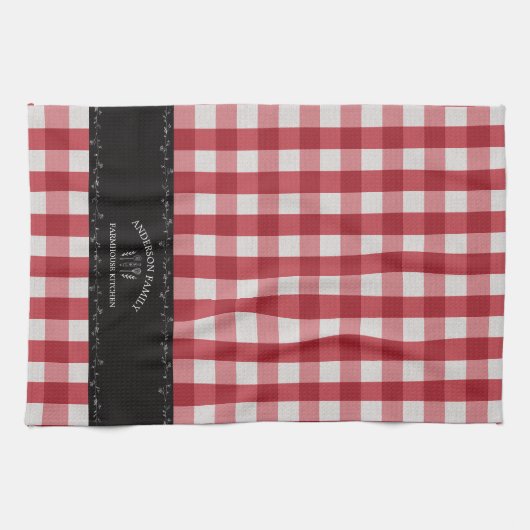 Rustikales Country Red Gingham Black Chalkboard Geschirrtuch (Horizontal)