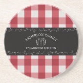 Rustikales Country Red Gingham Black Chalkboard Getränkeuntersetzer (Vorne)