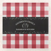 Rustikales Country Red Gingham Black Chalkboard Glasuntersetzer (Vorderseite)