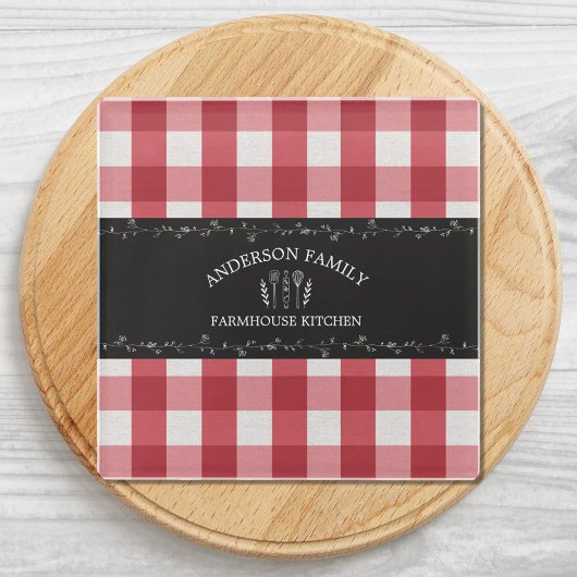 Rustikales Country Red Gingham Black Chalkboard Glasuntersetzer