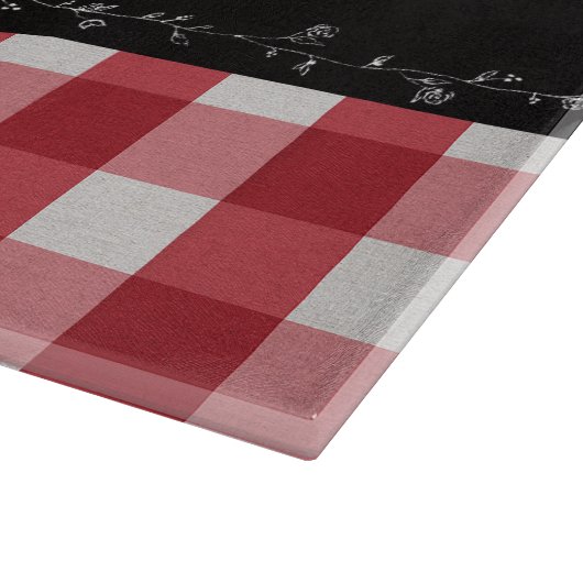 Rustikales Country Red Gingham Black Chalkboard Schneidebrett (Ecke)