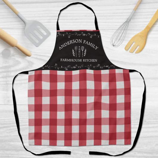 Rustikales Country Red Gingham Black Chalkboard Schürze