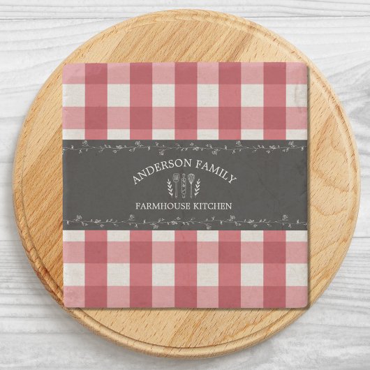 Rustikales Country Red Gingham Black Chalkboard Steinuntersetzer