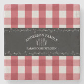 Rustikales Country Red Gingham Black Chalkboard Steinuntersetzer (Vorderseite)