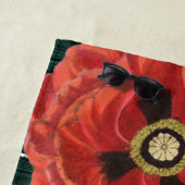 Rustikales Country Red Poppy Brown Wood Beach Hand Strandtuch (Beispiel)