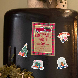 Rustikales Country Red Truck Flannel Weihnachtsfes Magneteinladung