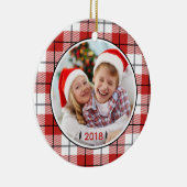 Rustikales Country Red White & Black Flannel Muste Keramik Ornament (Rechts)