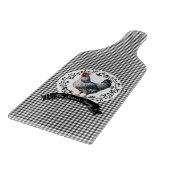 Rustikales Country Rooster Chicken BW Gingham Karo Schneidebrett (Ecke)