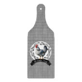 Rustikales Country Rooster Chicken BW Gingham Karo Schneidebrett (Vorderseite)