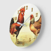 Rustikales Country Rooster Elegant Große Wanduhr (Winkel)