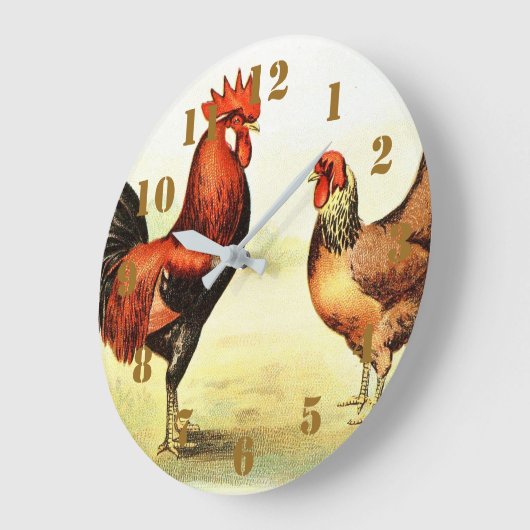 Rustikales Country Rooster Elegant Große Wanduhr (Winkel)