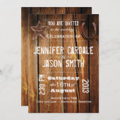 Rustikales Country Star Horseshoe Hochzeitseinladu Einladung (Vorne/Hinten)