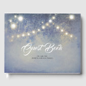 Rustikales Country String Lights Dusty Blue Weddin Gästebuch (Vorderseite)