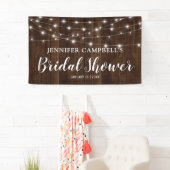 Rustikales Country String Lights Wood Brautparty Banner (Insitu)