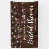 Rustikales Country String Lights Wood Brautparty Banner (Vertikal)