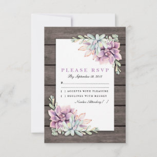 Rustikales Country succuled floral Wedding RSVP Karte