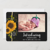 Rustikales Country Sunbllower Baby Ankündigung Fot (Vorderseite)