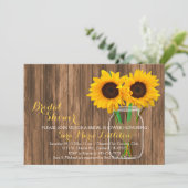 Rustikales Country Sunflower Mason Jar Brautparty Einladung (Stehend Vorderseite)