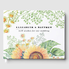 Rustikales Country Sunflowers Hochzeitshaus Gästebuch