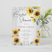Rustikales Country Sunflown Brautparty Einladung (Stehend Vorderseite)