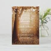 Rustikales Country Tree String Lights Brautparty Einladung (Stehend Vorderseite)