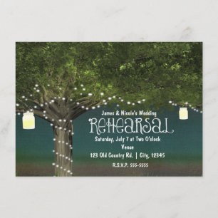 Rustikales Country Tree String Lights Probe Dinner Einladung