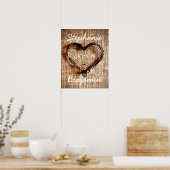 Rustikales Country Twine Heart Burlap Wedding Post Poster (Küche)