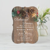 Rustikales Country Weihnachts-Probe Abendessen Einladung (Stehend Vorderseite)