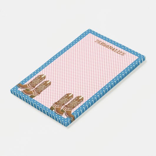 Rustikales Country Western Cowboy Boots personalis Post-it Klebezettel (angewinkelt)
