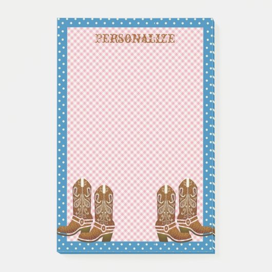 Rustikales Country Western Cowboy Boots personalis Post-it Klebezettel (Vorderseite)
