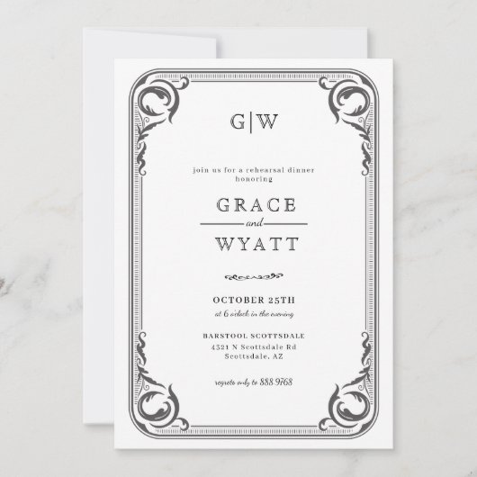 Rustikales Country Western Probe Dinner Einladung (Vorderseite)