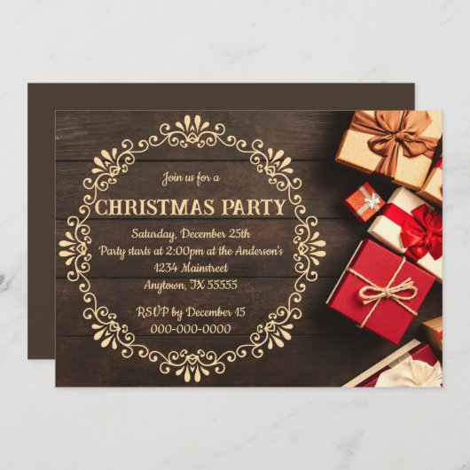Rustikales Country Western Weihnachtsabend Party Einladung (Vorne/Hinten)