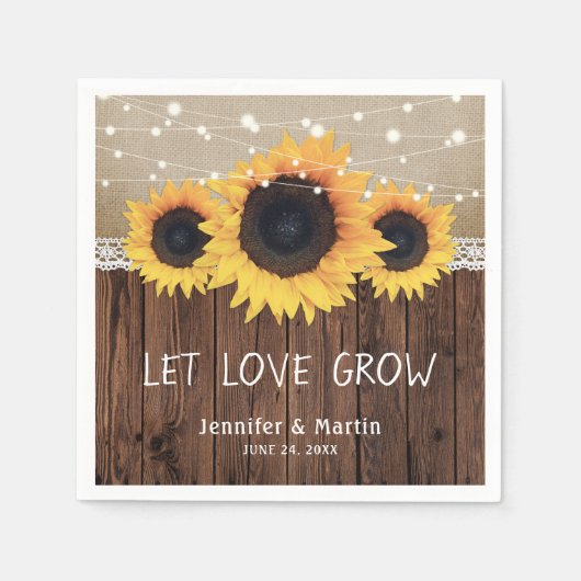 Rustikales Country Wood Burlap Lace Sonnenblume Ho Serviette (Vorderseite)