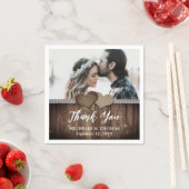 Rustikales Country Wood Burlap Lace Wedding Foto Serviette (Beispiel)