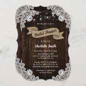 Rustikales Country Wood Burlap Ribbon Brautparty Einladung (Vorne/Hinten)