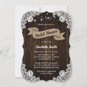 Rustikales Country Wood Burlap Ribbon Brautparty Einladung (Vorderseite)