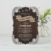 Rustikales Country Wood Burlap Ribbon Brautparty Einladung (Stehend Vorderseite)