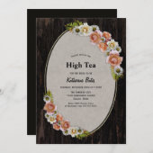 Rustikales Country Wood Floral High Tee Brautparty Einladung (Vorne/Hinten)