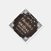 Rustikales Country Wood Floral Lace Brautparty Serviette (Ecke)