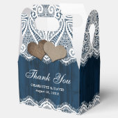 Rustikales Country Wood Lace Navy Blue Wedding Geschenkschachtel (Geöffnet)