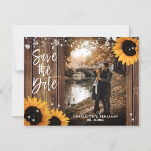 Rustikales Country Wood Sunflower Wedding Foto Save The Date