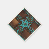 Rustikales Cowboy Aquamarin Brown Country Western Serviette (Ecke)