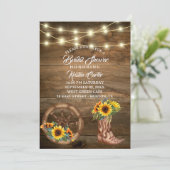 Rustikales Cowboy Boot Sunflower Western Brautpart Einladung (Stehend Vorderseite)