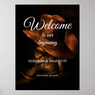 Rustikales Cowboy Boots Country Wedding Willkommen Poster