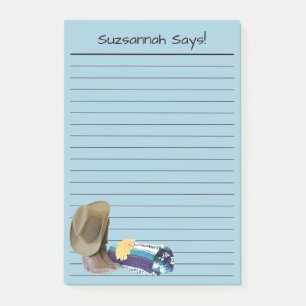 Rustikales Cowboy Boots Hat Blue Lila, kundenspezi Post-it Klebezettel