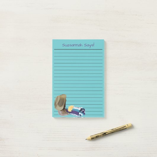 Rustikales Cowboy Boots Hat Blue Lila, kundenspezi Post-it Klebezettel (Auf Schreibtisch)