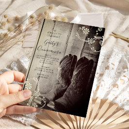 Rustikales Cowboy Boots Western Quinceanera Party Einladung