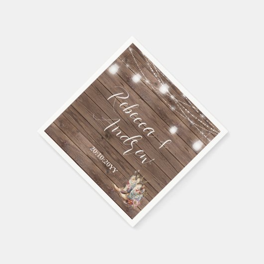 Rustikales Cowboy Cowgirl Boots String Lights Hoch Serviette (Ecke)